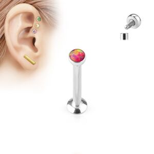 Piercing Street Piercing oreille labret vissage interne opale rouge - Argente