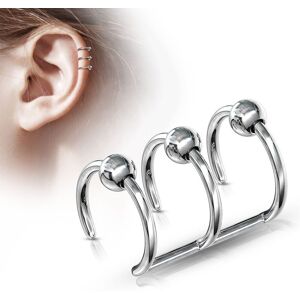 Piercing Street Faux Piercing Oreille Cartilage Triple Anneaux Billes - Argente