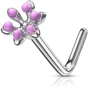 Piercing Street Piercing nez tige en L fleur emaillee violet - Violet