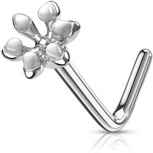 Piercing Street Piercing nez tige en L fleur emaillee blanc - Blanc