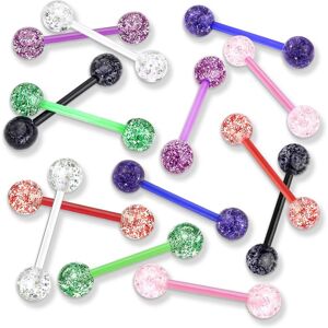 Piercing Street Lot de 7 piercing langue Bioflex a paillettes - Multicolore