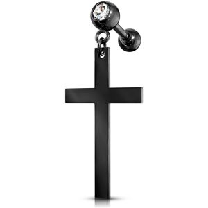 Piercing Street Piercing oreille cartilage pendentif croix noir - Noir