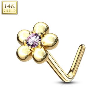 Piercing Street Piercing nez Or jaune 14 carats fleur petales rose - Dore