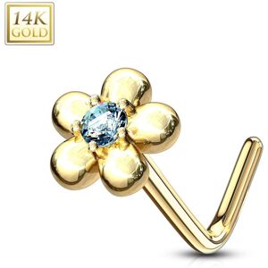 Piercing Street Piercing nez Or jaune 14 carats fleur petales turquoise - Dore