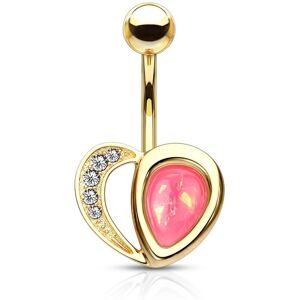 Piercing Street Piercing nombril coeur dore opaline rose - Dore