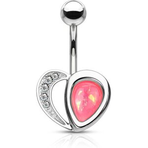 Piercing Street Piercing nombril coeur argente opaline rose - Argente