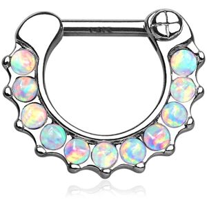 Piercing Street Piercing septum or blanc 14 carats opales de synthese - Argente