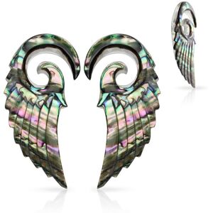 Piercing Street Paire de piercing ecarteur spirale ailes d'ange nacre abalone -