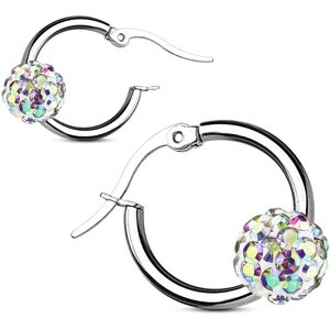 Piercing Street Paire boucles d'oreille anneaux boule cristal aurore boreale - Argente