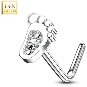 Piercing Street Piercing nez Or blanc 14 carats pied de bebe - Argente