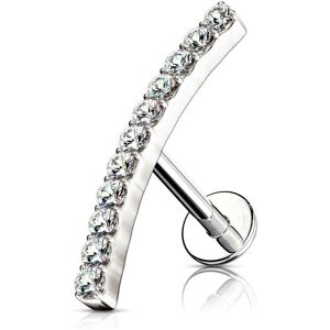 Piercing Street Piercing labret oreille ligne de strass courbee - Argente