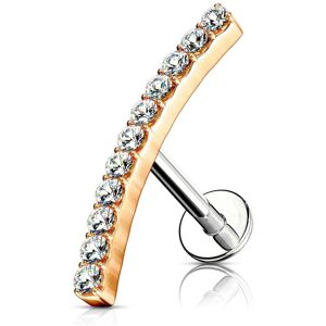 Piercing Street Piercing labret oreille ligne de strass courbee plaque or rose - Or Rose