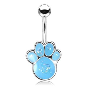 Piercing Street Piercing nombril patte de chiot opaline turquoise - Argente