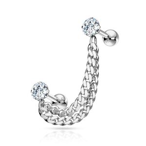 Piercing Street Double piercing cartilage oreille chaines argente - Argente