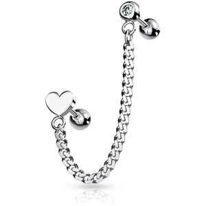 Piercing Street Double piercing cartilage oreille chaine coeur - Argente