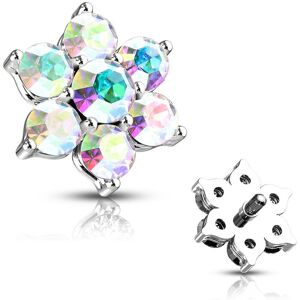 Piercing Street Piercing microdermal fleur 7 zircon aurore boreale - Argente