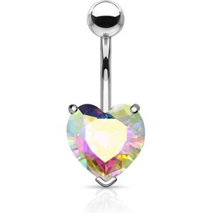 Piercing Street Piercing nombril coeur cristal aurore boreale - Argente