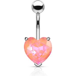 Piercing Street Piercing nombril coeur cristal aurore boreale rose - Argente