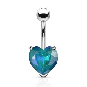 Piercing Street Piercing nombril coeur cristal aurore boreale turquoise - Argente