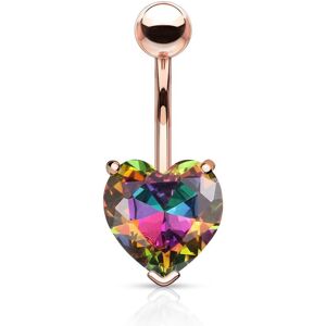 Piercing Street Piercing nombril rose coeur cristal aurore boreale multicolore - Or Rose