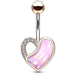 Piercing Street Piercing nombril rose coeur pierre lumineuse rose - Or Rose