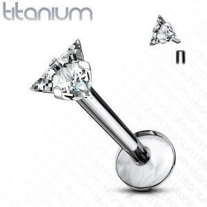 Piercing Street Piercing oreille Labret Monroe Gemme Triangle Titane G23 - Argente