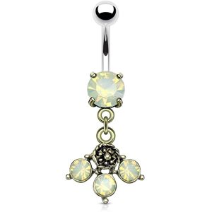 Piercing Street Piercing nombril pendentif cristaux opalite - Argente