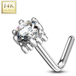 Piercing Street Piercing nez Or blanc 14 carats carre gemme blanc - Argente