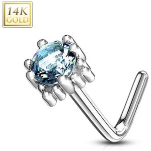 Piercing Street Piercing nez Or blanc 14 carats carre gemme turquoise - Argente