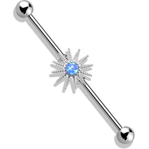 Piercing Street Piercing industriel oreille soleil opale bleue - Argente