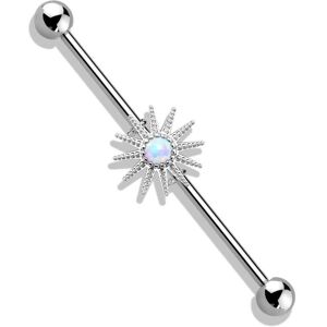 Piercing Street Piercing industriel oreille soleil opale blanche - Argente