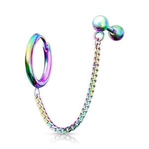Piercing Street Double piercing cartilage oreille chaine anneau barbell multicolore - Multicolore