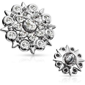 Piercing Street Piercing microdermal filigrane floral pave de strass - Argente