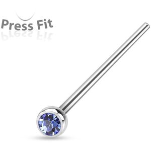 Piercing Street Piercing nez fishtail pliable strass bleu clair - Argente