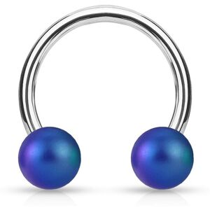 Piercing Street Piercing oreille fer a cheval boules perlees mat bleu - Bleu