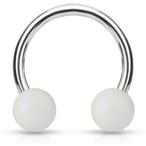 Piercing Street Piercing oreille fer a cheval boules perlees mat blanc - Blanc