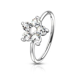 Piercing Street Piercing nez anneau pliable fleur strass blancs - Argente