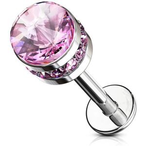 Piercing Street Piercing labret oreille cylindre cristal rose - Argente