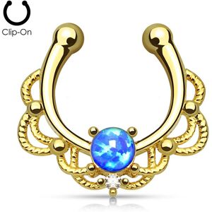 Piercing Street Faux piercing septum plaque or opale bleue - Dore