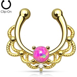 Piercing Street Faux piercing septum plaque or opale rose - Dore