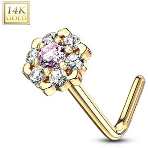 Piercing Street Piercing nez Or jaune 14 carats fleur sept gemmes blanc et rose - Dore