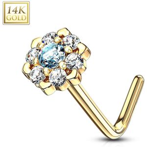 Piercing Street Piercing nez Or jaune 14 carats fleur sept gemmes blanc et turquoise - Dore