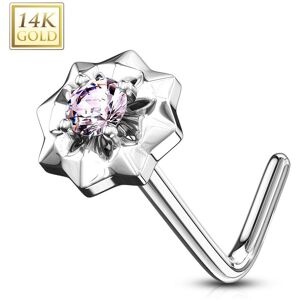 Piercing Street Piercing nez Or blanc 14 carats etoile a pierre rose - Argente