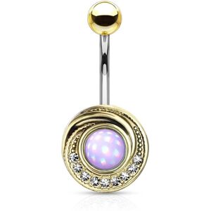 Piercing Street Piercing nombril tourbillon tribal dore pierre lumineuse violette - Dore