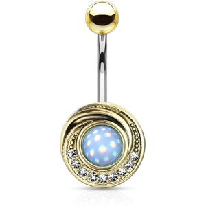 Piercing Street Piercing nombril tourbillon tribal dore pierre lumineuse turquoise - Dore