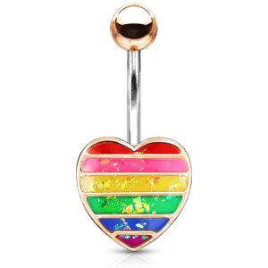 Piercing Street Piercing nombril coeur rose opale arc-en-ciel - Or Rose