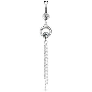 Piercing Street Piercing nombril chaines et gemmes blancs - Argente