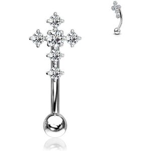 Piercing Street Piercing arcade acier croix strass - Argente