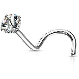 Piercing Street Piercing nez tige tire-bouchon zircon rond blanc - Argente