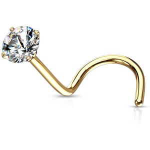 Piercing Street Piercing nez tige tire-bouchon dore zircon rond blanc - Dore